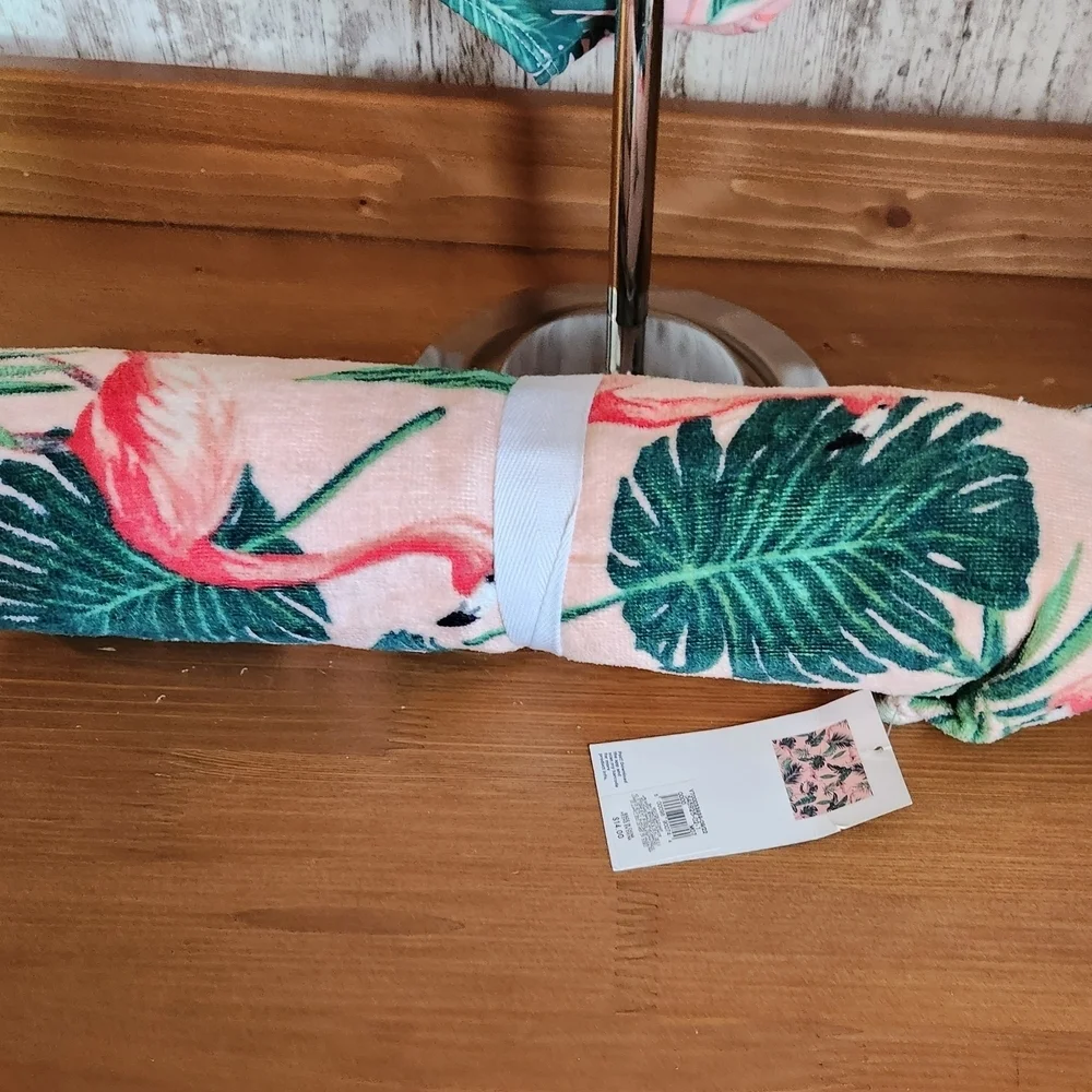 OLD NAVY Pink Flamingo & Leaf Print Swimsuit W/ Matching Towel NWT Big Girls XL